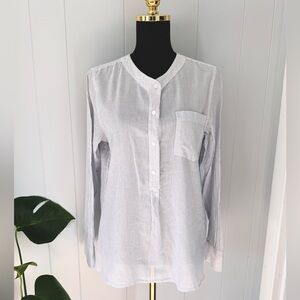 Madewell 100% Cotton Blue and White Striped Half button Shirt